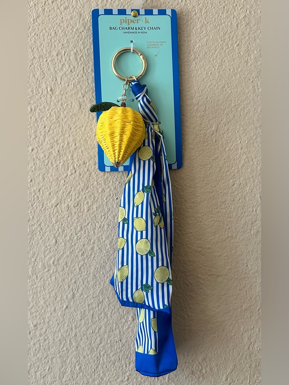 🆕 Piper K 🍋 Key Chain Scarf Bag Charm Lemon